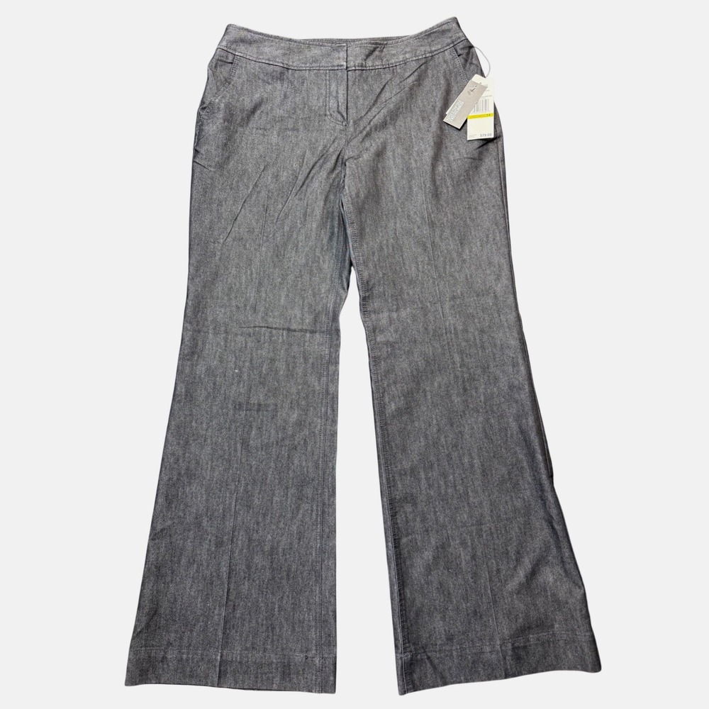 Kenneth Cole Reaction Trousers Womens 14 Black Indigo NEW Wide Leg Stretch Pants